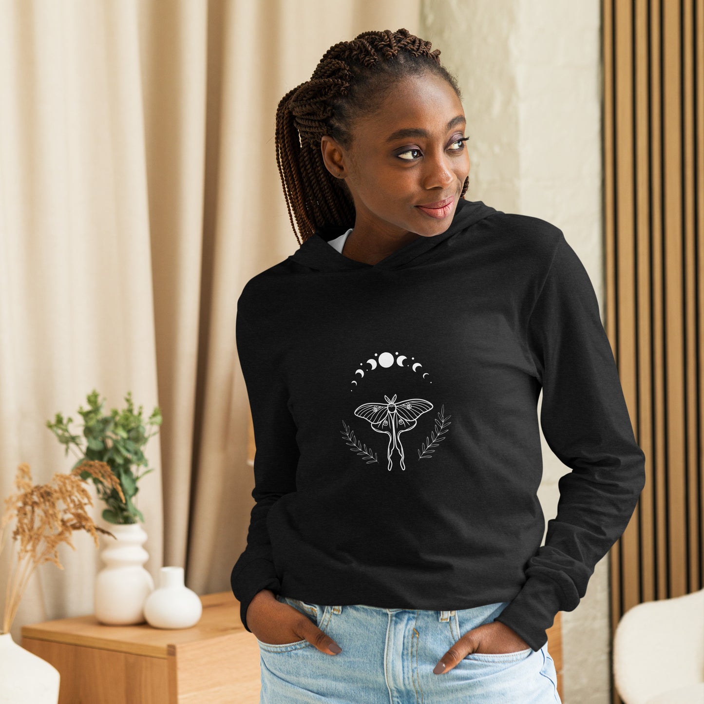 Lunar Moth Hooded Long-sleeve Tee